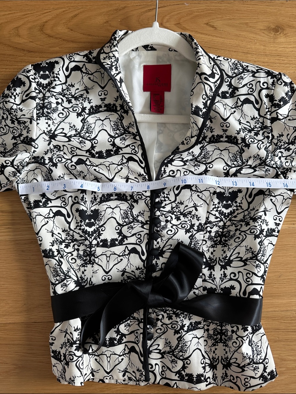 JS Collections Petite 100% Silk Frog Button Blouse Top Ribbon Tie 2P - Picture 10 of 11
